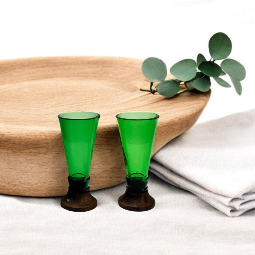 Green Glass Shooters (Set of Two)-1