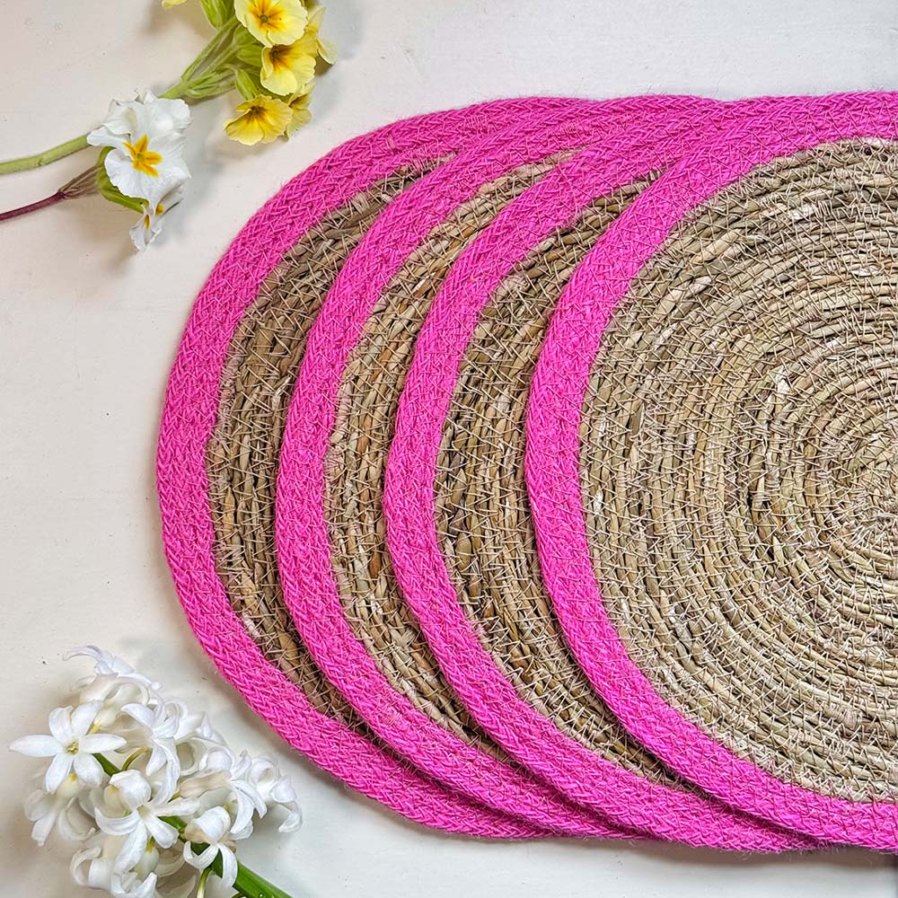 Seagrass Placemats - Pink (Set of 4)