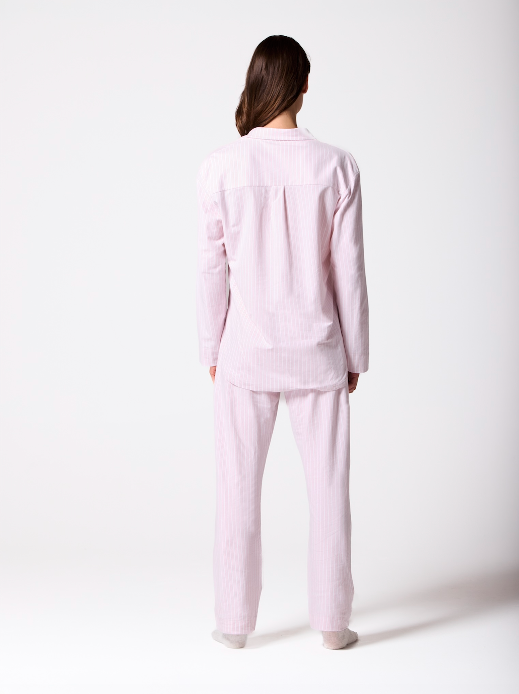 Brushed Organic Cotton Jersey Striped Boyfriend-Shirt PJ Set