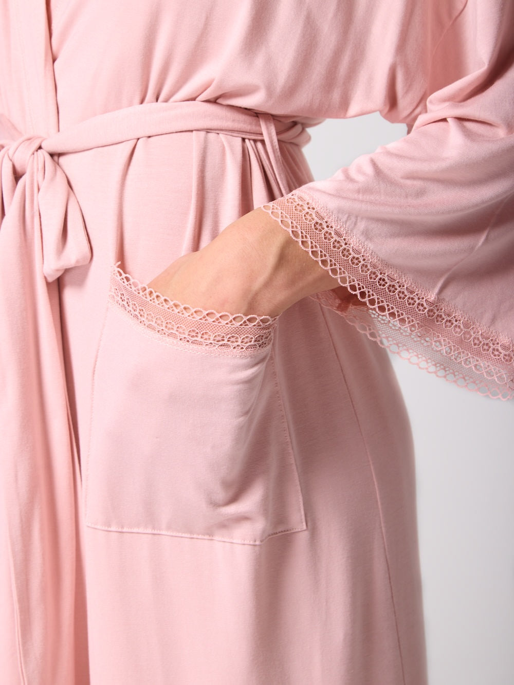Lace-trimmed Modal Jersey Kimono