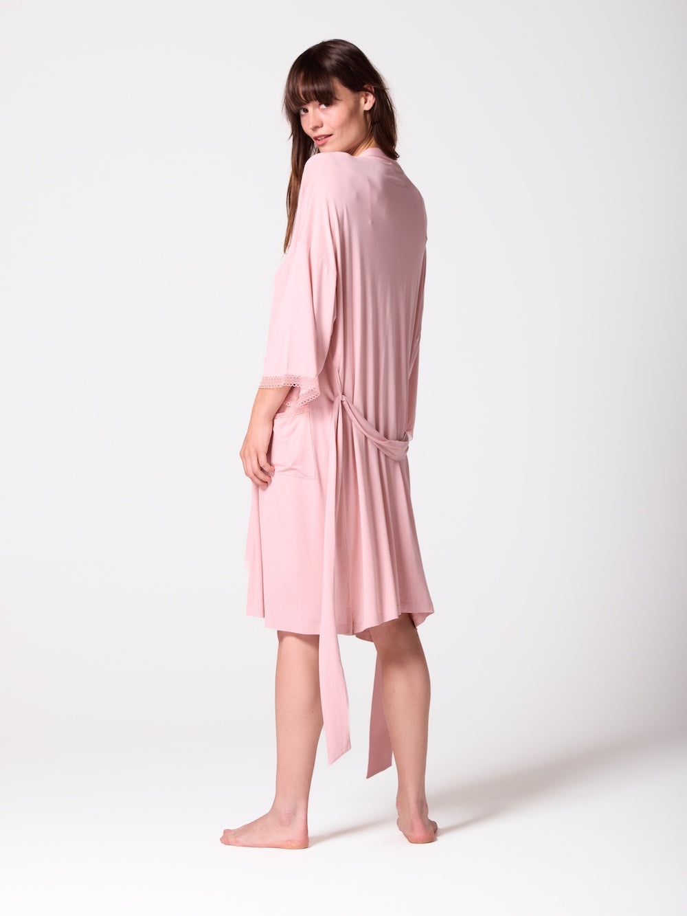 Lace-trimmed Modal Jersey Kimono