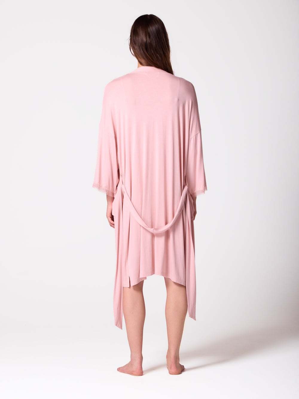Lace-trimmed Modal Jersey Kimono