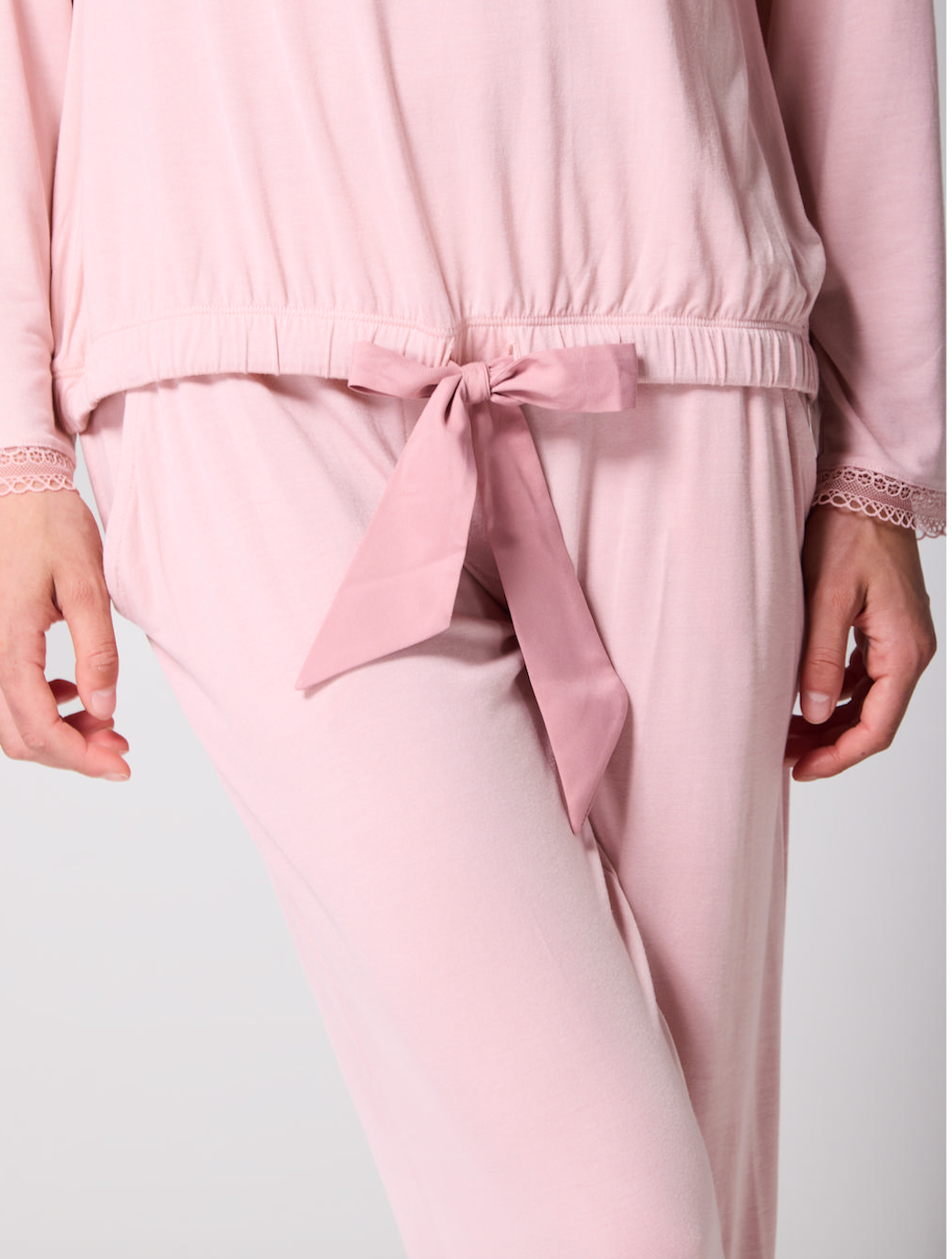 Cotton Modal Pyjama Set with Lace Trim