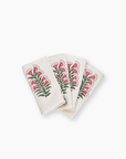 Pink Gladioli Cotton Block Print Napkins | Set of 4