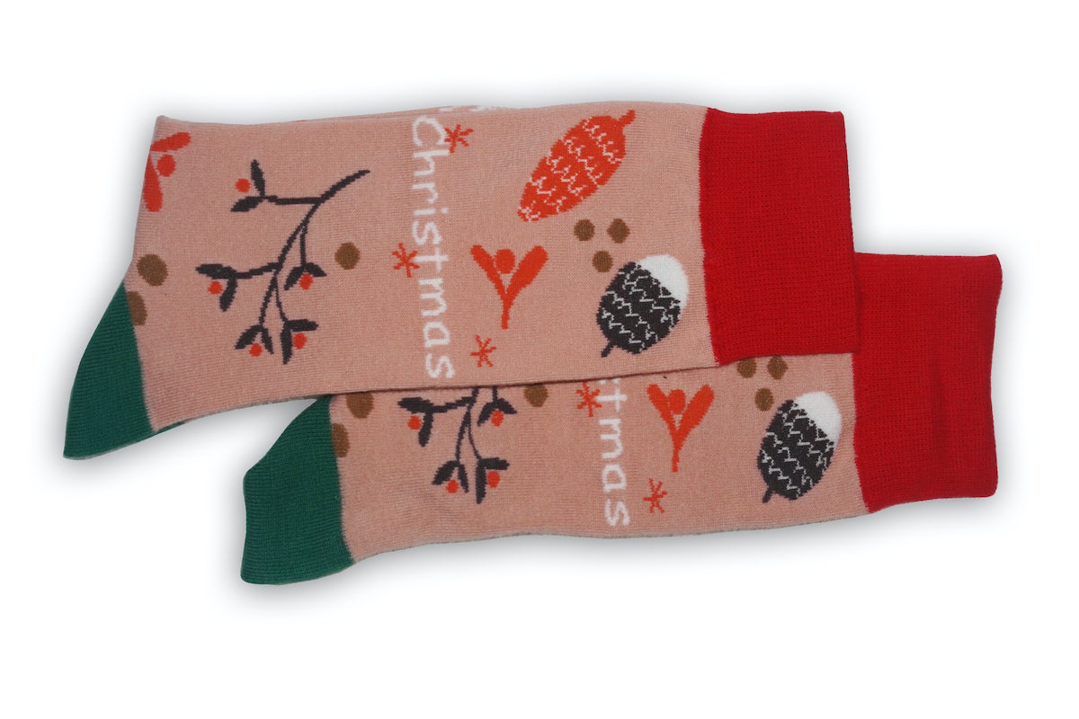 Pinky Christmas Socks