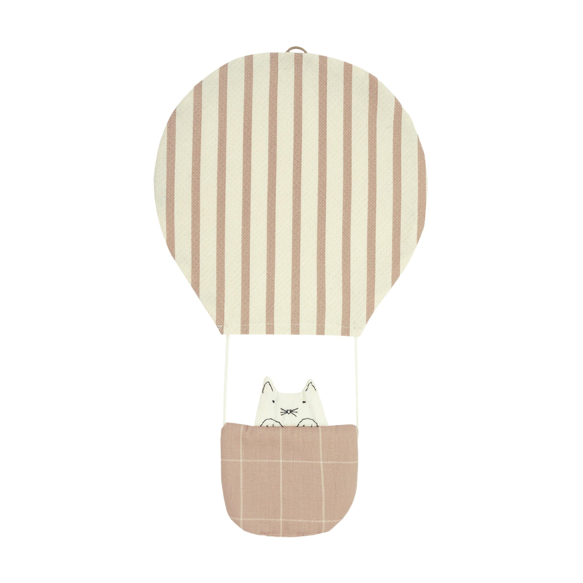 Luxury hot air balloon cat mobile, premium organic cotton honeycomb fabric, stylish Nobodinoz Playground collection by Ella James at brixbailey.com