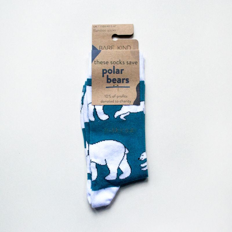 Save the Polar Bears Bamboo Socks in Blue