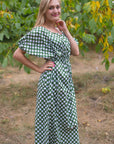 Dark Green Cut Out Cute Style Caftan in Polka Dots Pattern-0