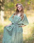 Dark Green The Drop-Waist Style Caftan in Polka Dots Pattern-0