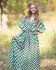 Dark Green The Drop-Waist Style Caftan in Polka Dots Pattern-1