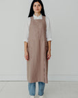 Split Leg Linen Smock Apron with Cross Back-0