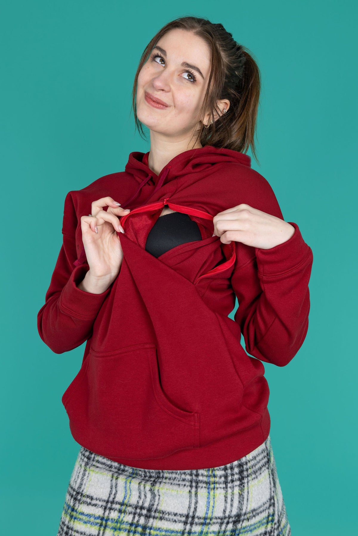 Burgundy Fleece-Lined Breastfeeding Hoodie | Nursing Hoodie