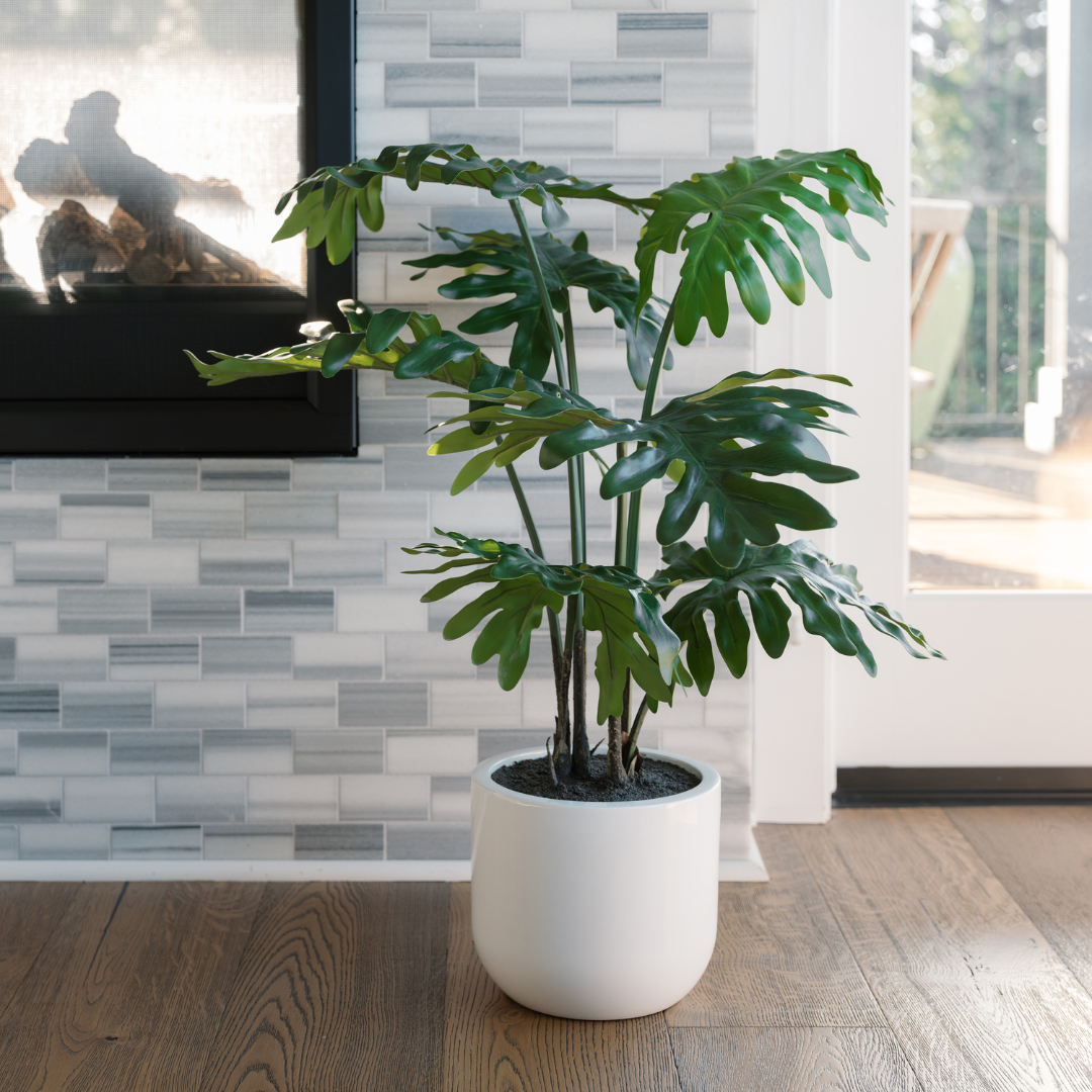 3' Faux Tropical House Plant, Potted Philodendron