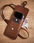 Handmade Leather Mobile Phone Pouch Plus - Chestnut