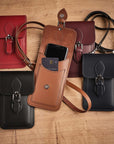 Handmade Leather Mobile Phone Pouch Plus - Marsala Red
