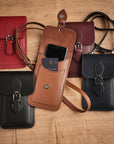 Handmade Leather Mobile Phone Pouch Plus - Black