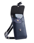 Handmade Leather Mobile Phone Pouch Plus - Navy Blue