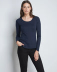 Long Sleeve Cotton Modal Scoop Neck T-Shirt