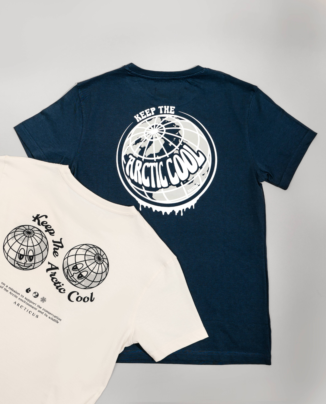 Luxury Keep It Cool organic cotton deep blue t-shirt, premium Arctic-inspired capsule collection, stylish screen printing design by Arcticus at brixbailey.com