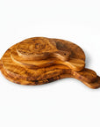 Handmade Olive Wood Round Pizza Board with Handle | Wooden Pizza Serving Paddle & Cheese Board | Natural Grain | 18–35 cm