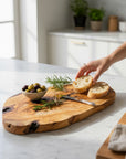 Large Handmade Olive Wood Freeform Serving Board | Extra Large Live Edge Charcuterie & Chopping Board | Unique Grain | 35–60 cm
