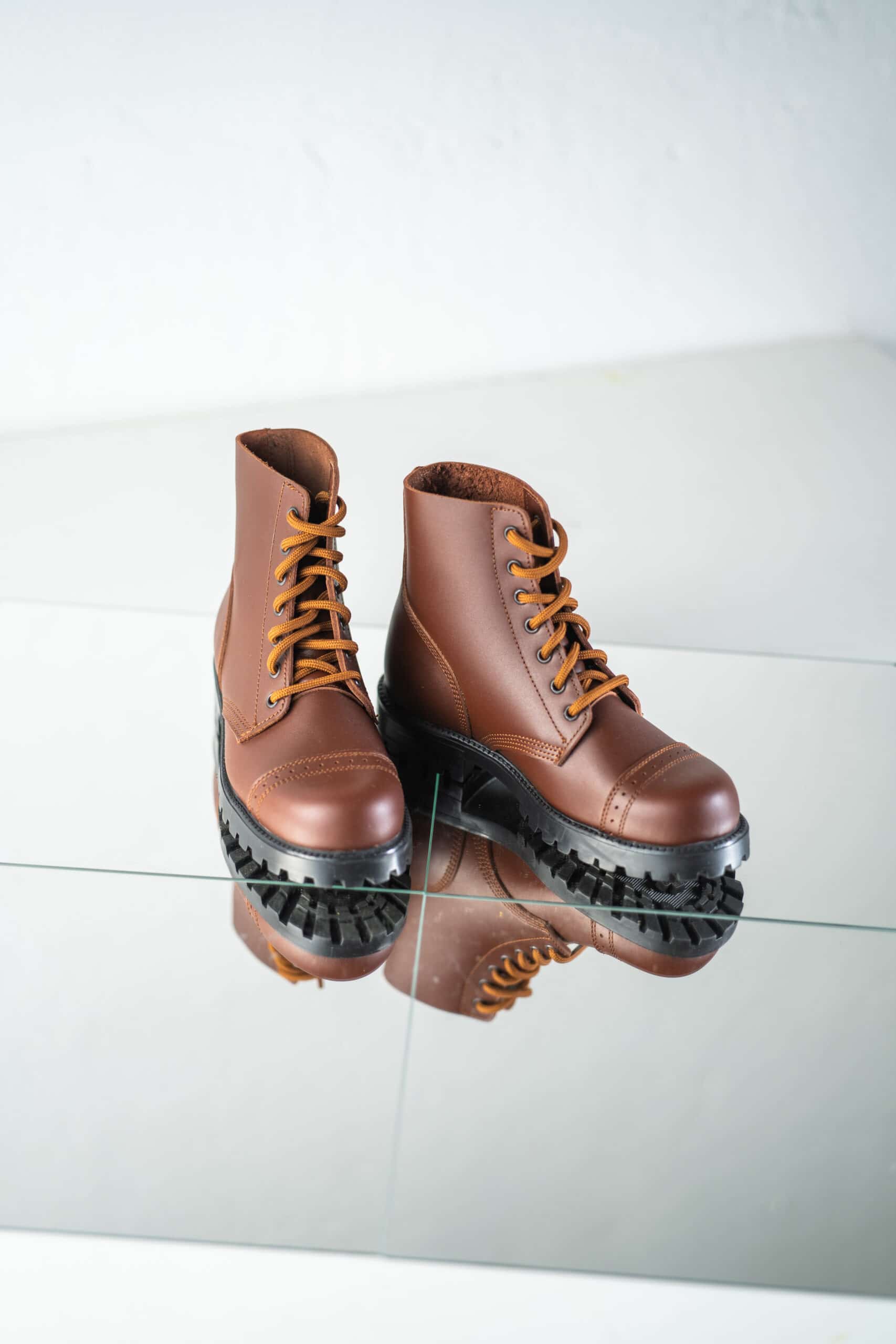 Brown Aviator Leather Boots