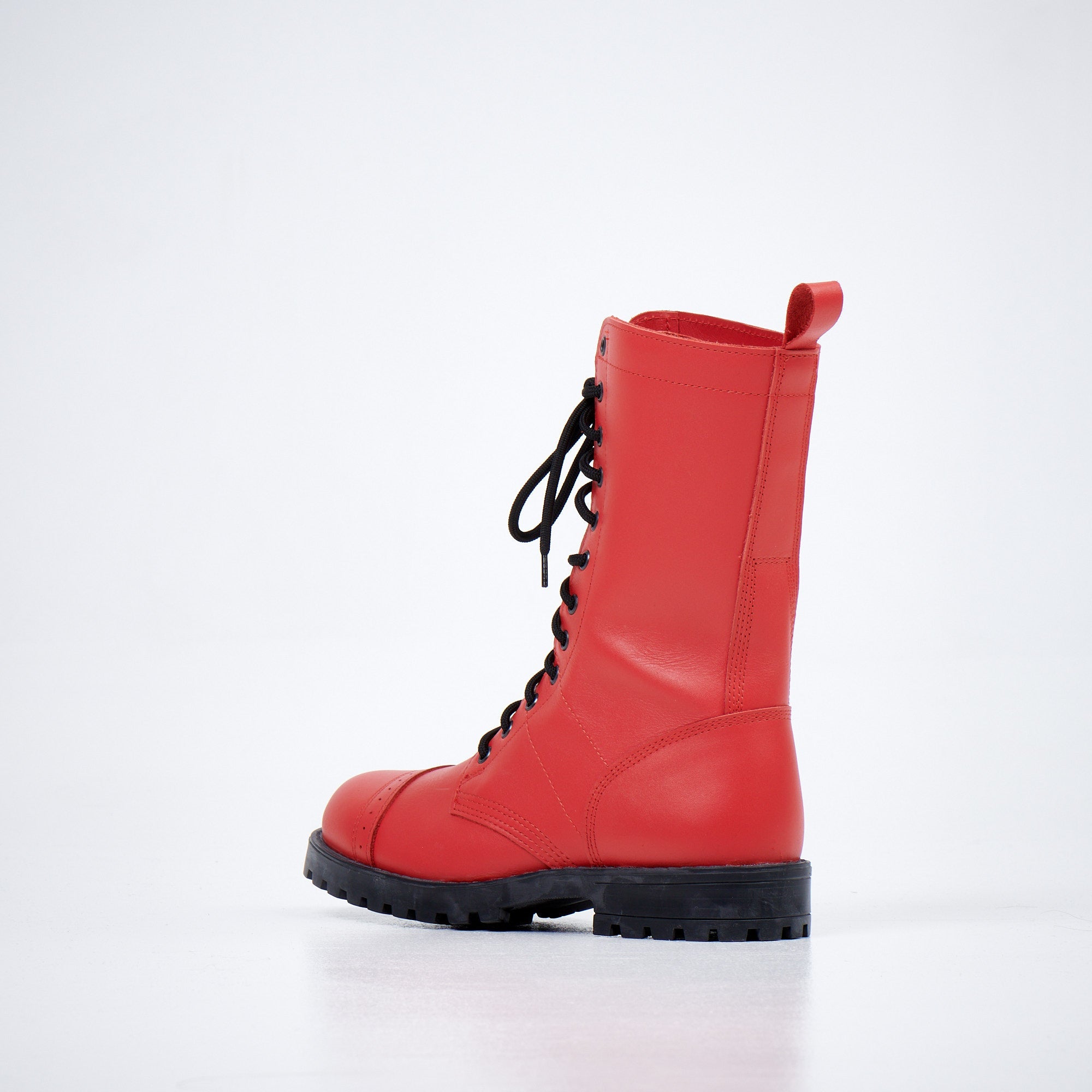Red High Lace Up Aviator Boots