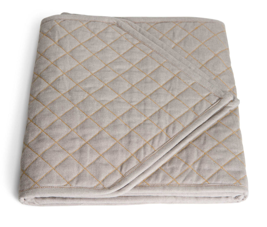 Premium organic cotton quilted table runner pair, luxury chambray weave, stylish modern dining decor, best-selling black Friday deal by Karpāsa London at brixbailey.com