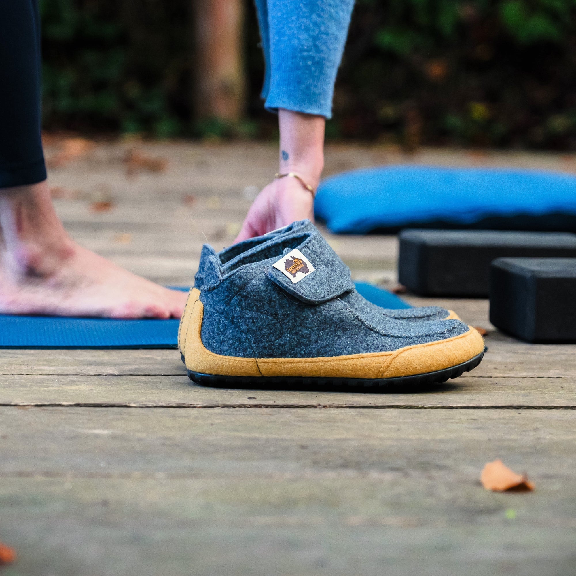 Quokka Slipper Boots in Grey and Curry
