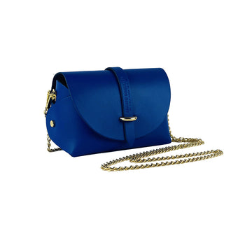 Royal Blue Italian Leather Mini Crossbody Bag - Gold Hardware & Removable Strap - Made in Italy - 16.5x11x8cm by Kailimood.store at brixbailey.com