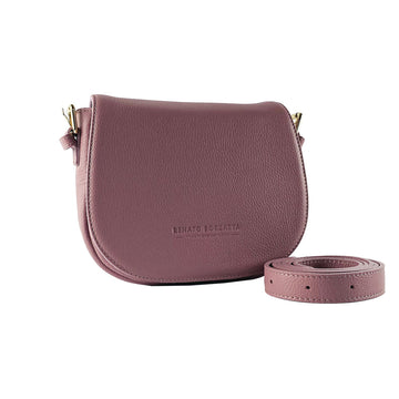 Renato Borzatta Italian Leather Crossbody Bag for Women - Elegant Vintage Pink & Gold Hardware by Kailimood.store at brixbailey.com