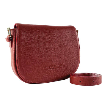 Italian Leather Crossbody Bag for Women - Made in Italy | Red Elegant Shoulder Bag with Adjustable Strap & Gold Hardware by Kailimood.store at brixbailey.com