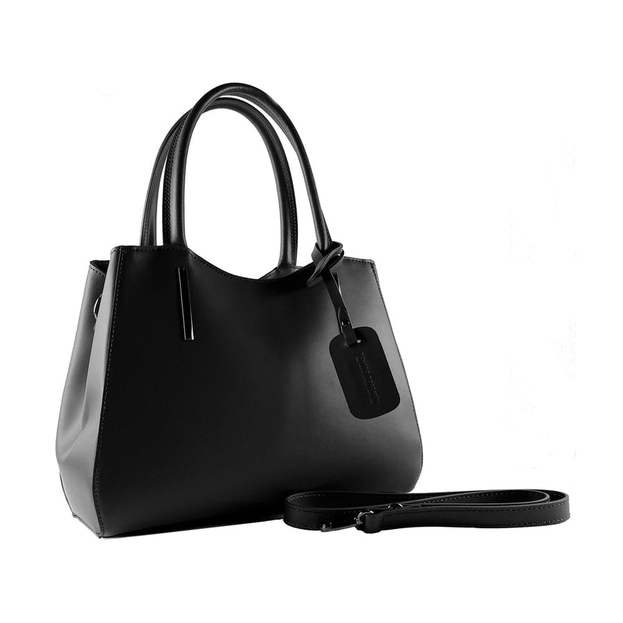 Italian Leather Handbag for Women - Made in Italy - Genuine Leather, Black, Gunmetal Zipper & Accessories - 33x25x15 cm by Kailimood.store at brixbailey.com