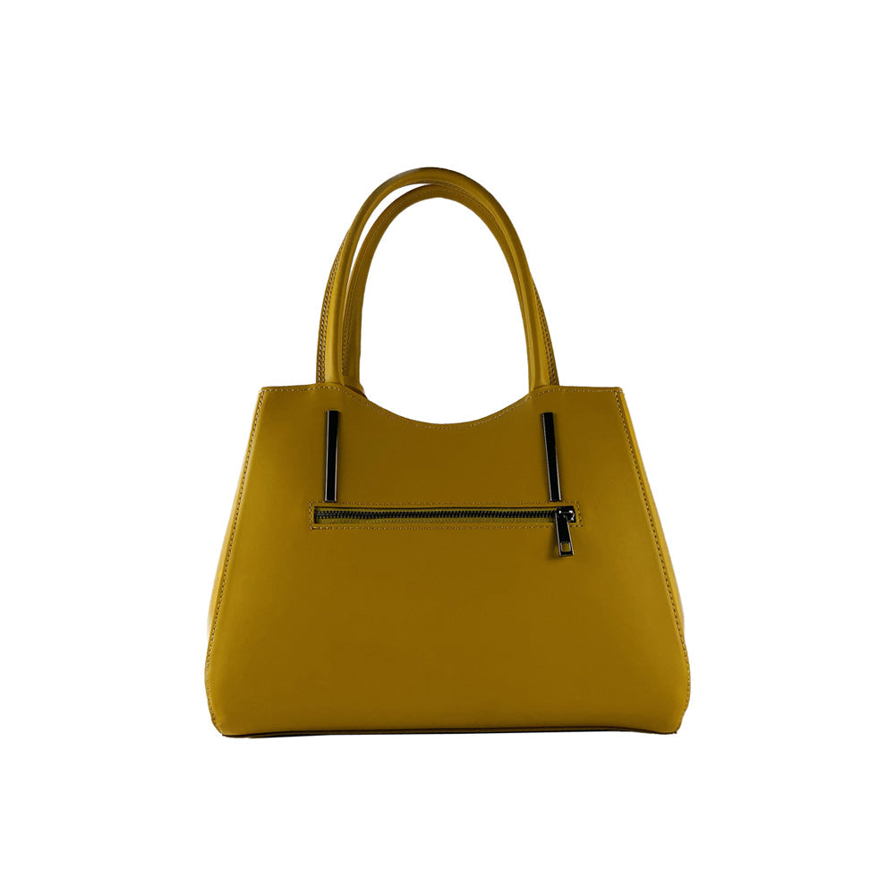 Renato Borzatta Italy Since 1978 - Mustard Yellow Genuine Leather Handbag for Women | Made in Italy with Adjustable Strap & Gunmetal Zipper by Kailimood.store at brixbailey.com