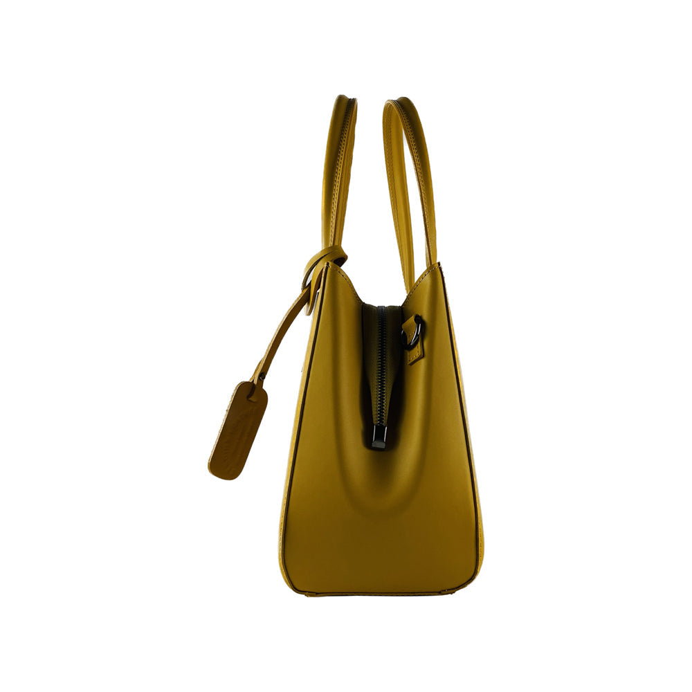 Renato Borzatta Italy Handbag in Genuine Mustard Leather - Made in Italy with Rifle Barrel Metal Zipper &amp; Adjustable Strap by Kailimood.store at brixbailey.com