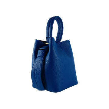 Royal Blue Italian Leather Bucket Bag for Women with Adjustable Strap & Detachable Pouch - Made in Italy by Kailimood.store at brixbailey.com