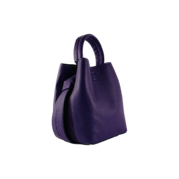 Italian Leather Bucket Bag for Women with Pouch & Adjustable Strap - Made in Italy - Elegant Violet Suede Inserts by Kailimood.store at brixbailey.com