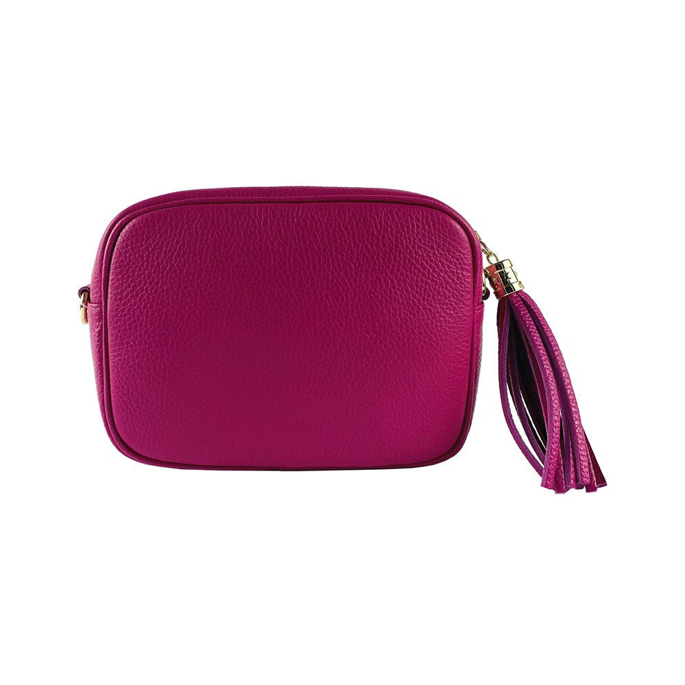 Italian Leather Crossbody Bag for Women - Adjustable Shoulder Strap - Made in Italy - Fuchsia &amp; Gold Accents by Kailimood.store at brixbailey.com