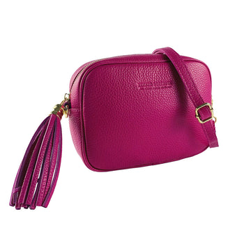 RENATO BORZATTA Italy Since 1978 - Adjustable Fuchsia Genuine Leather Crossbody Bag for Women - Made in Italy by Kailimood.store at brixbailey.com