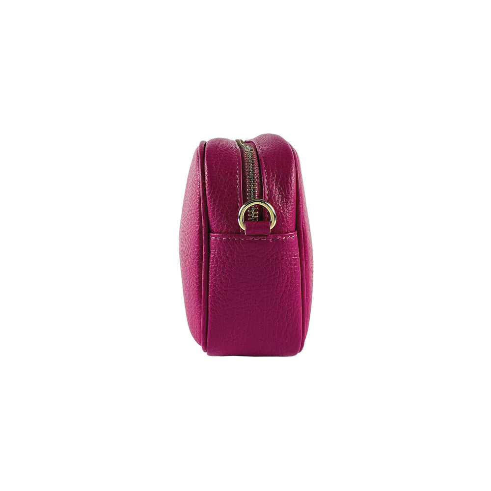 Renato Borzatta Italy Shoulder Bag for Women in Genuine Leather - Fuchsia Made in Italy - Adjustable Strap &amp; Gold Zipper by Kailimood.store at brixbailey.com
