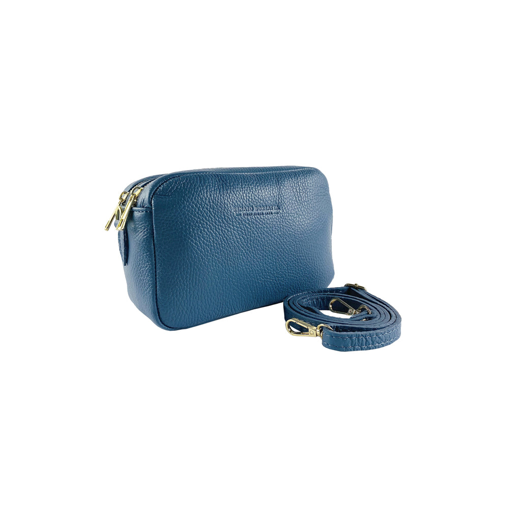 RENATO BORZATTA Italy Since 1978 - Adjustable Shoulder Bag in Genuine Leather - Made in Italy - Avio Color - Gold Hardware - Gift Ready by Kailimood.store at brixbailey.com