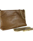 RB1012CK | Tracolla Piatta Donna in Vera Pelle Made in Italy con manico e tracolla removibile in metallo. Attacchi con moschettoni Oro Lucido - Colore Caramello - Dimensioni: cm 26 x 17 x 5
