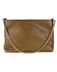 RB1012CK | Tracolla Piatta Donna in Vera Pelle Made in Italy con manico e tracolla removibile in metallo. Attacchi con moschettoni Oro Lucido - Colore Caramello - Dimensioni: cm 26 x 17 x 5