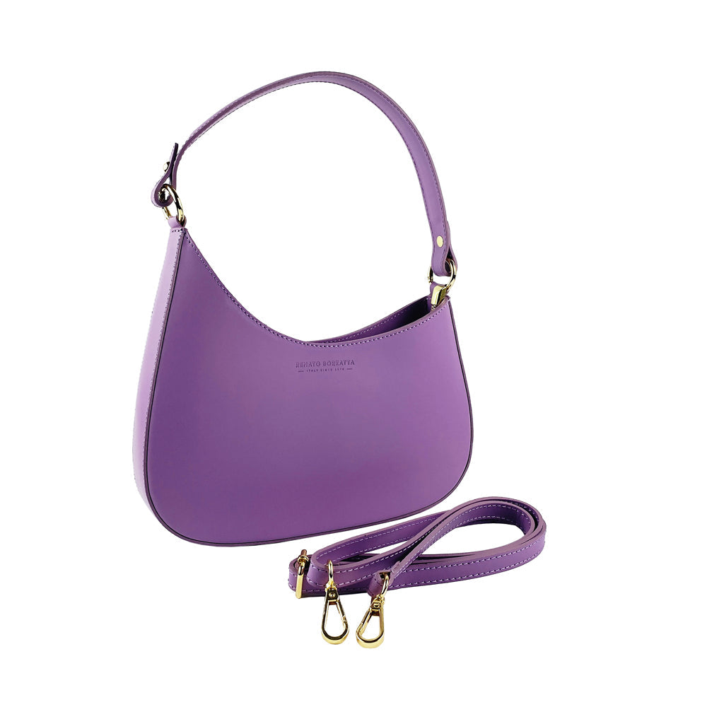 RENATO BORZATTA Shoulder and Crossbody Bag for Women - Made in Italy Genuine Leather Lilac - Elegant & Fashionable Design by Kailimood.store at brixbailey.com