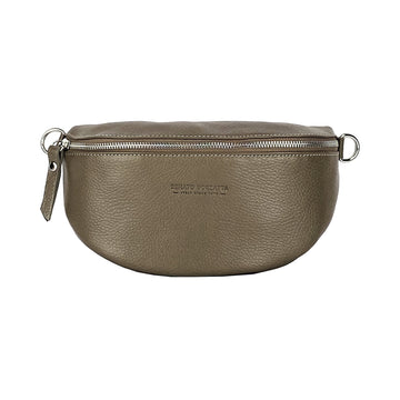 Italian Leather Crossbody Bag - Made in Italy Taupe Adjustable Strap by Kailimood.store at brixbailey.com