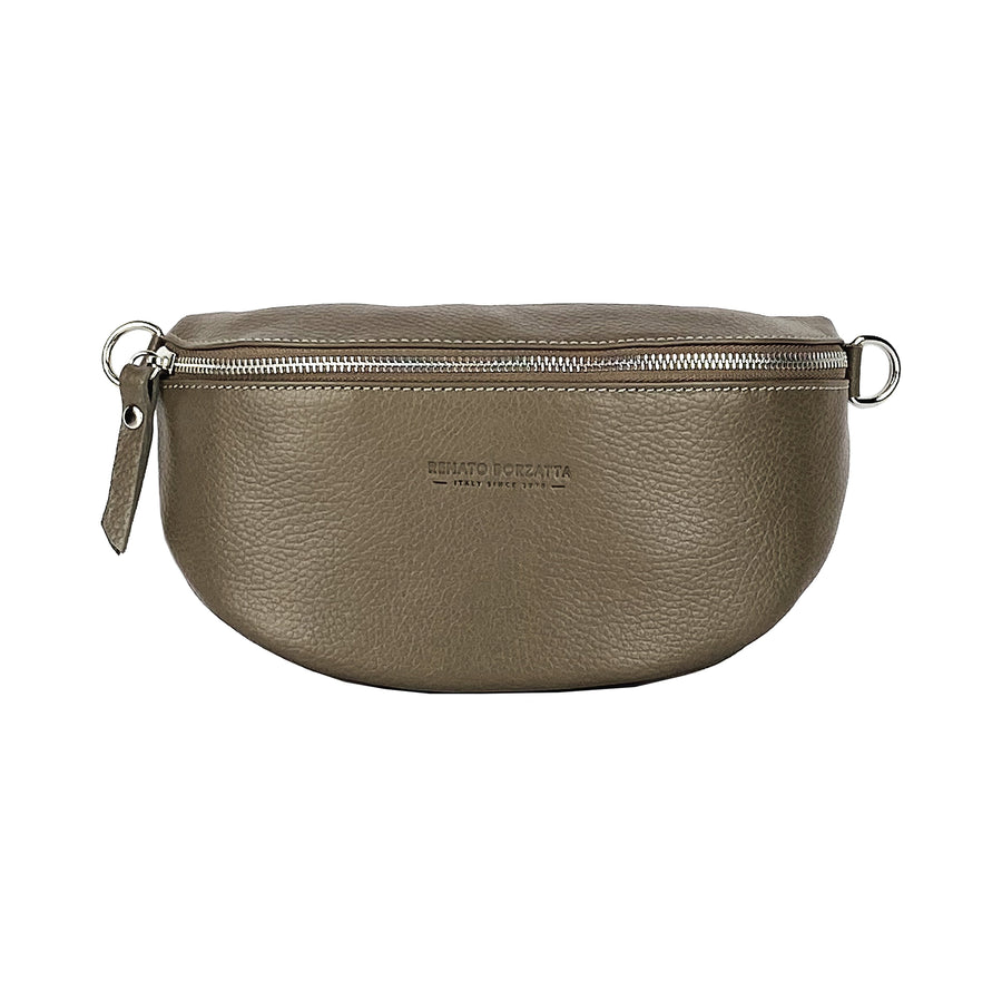 Italian Leather Crossbody Bag - Made in Italy Taupe Adjustable Strap by Kailimood.store at brixbailey.com