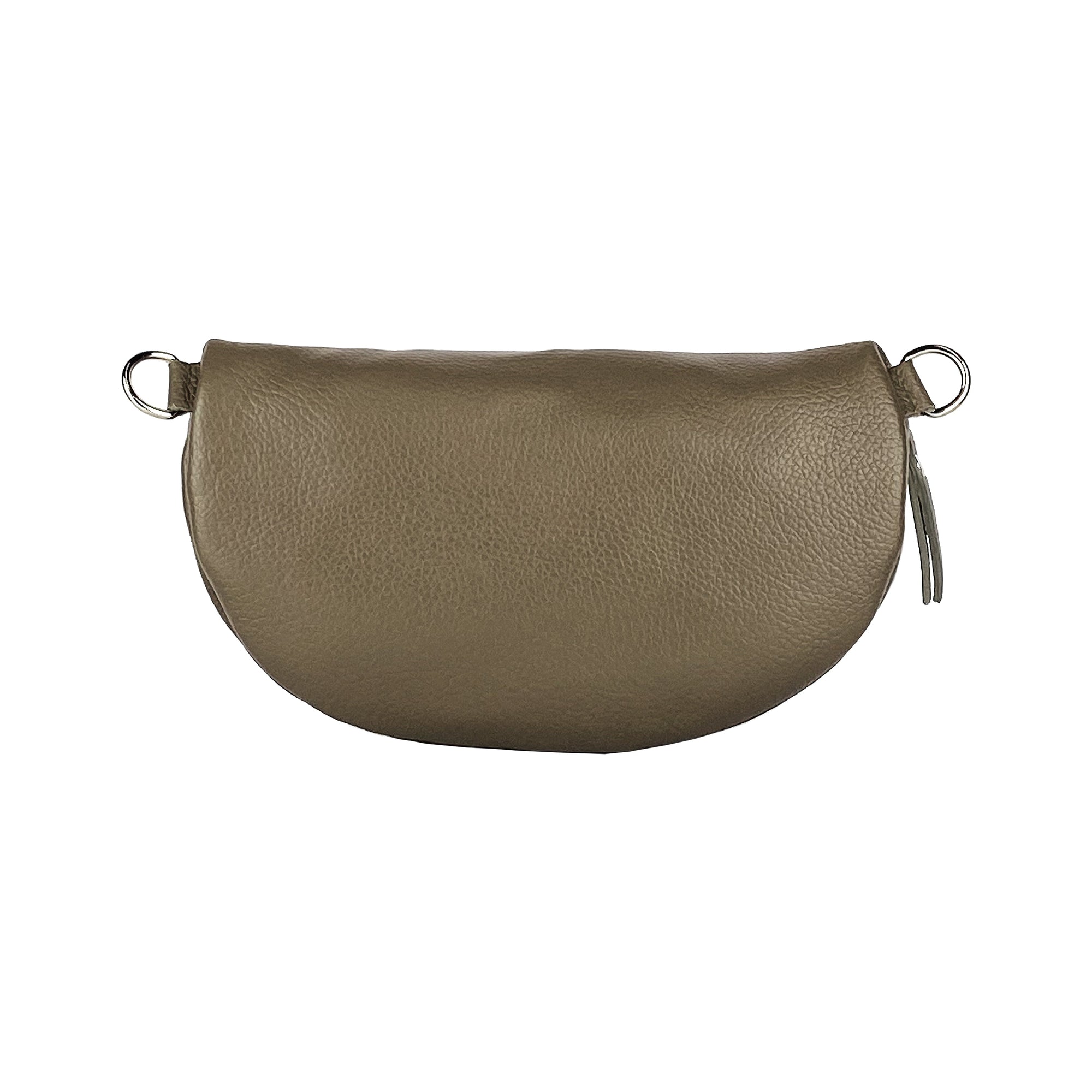 Italian Leather Crossbody Bag - Made in Italy - Taupe Grana Dollaro Pouch with Adjustable Strap by Kailimood.store at brixbailey.com