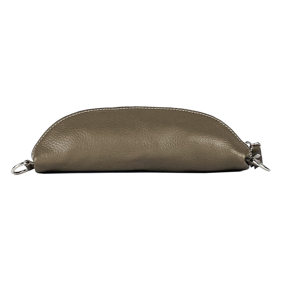 Italian Leather Crossbody Bag - Made in Italy Taupe Grana Dollaro Pouch by Kailimood.store at brixbailey.com