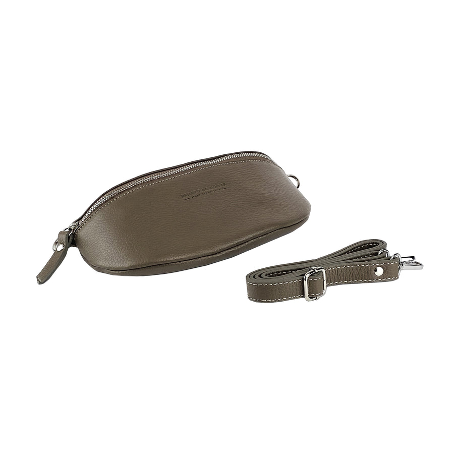 Italian Leather Crossbody Bag - Made in Italy Taupe Adjustable Strap by Kailimood.store at brixbailey.com