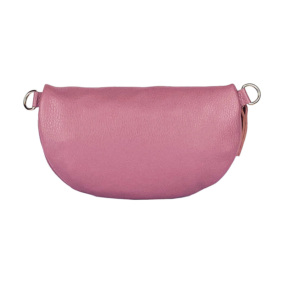 Vintage Pink Italian Leather Crossbody Bag - Adjustable Strap & Nickel Hardware by Kailimood.store at brixbailey.com